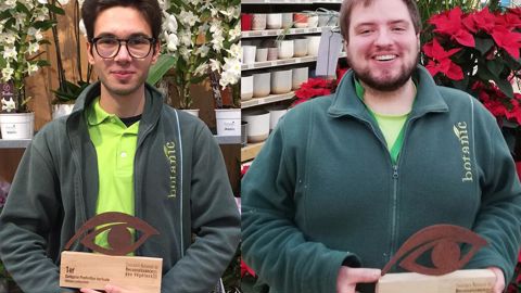 Thomas Lorenzo et Florian Aemmer remportent respectivement le 1er et le 2ème Prix national de reconnaissance des végétaux 2019 décernés sur le Salon Paysalia à Lyon, dans la catégorie Professionnelle /Production horticole.©Botanic